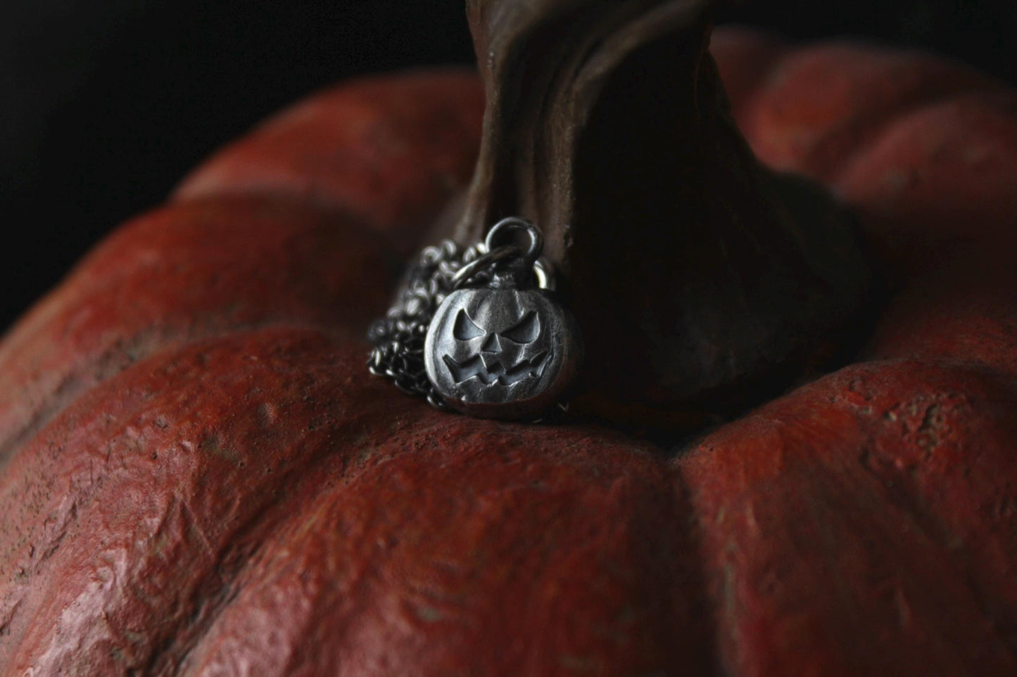 Sterling Silver Halloween Jack O’Lantern Pumpkin Pendant