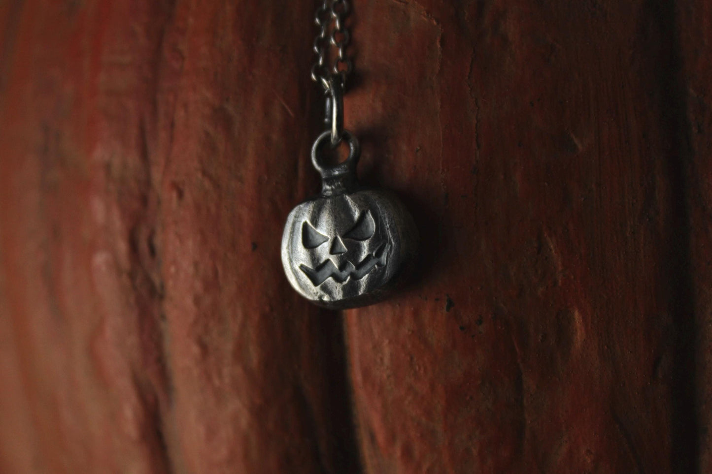 Sterling Silver Halloween Jack O’Lantern Pumpkin Pendant