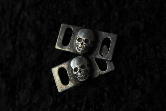 Sterling Silver Skull Shoe Lace Buckles