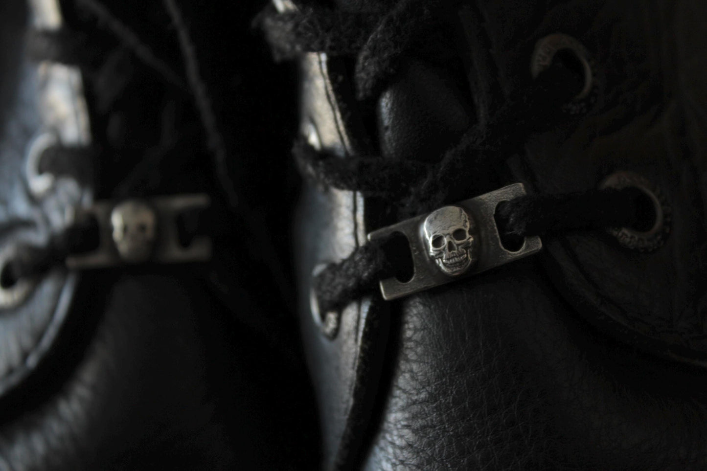 Sterling Silver Skull Shoe Lace Buckles