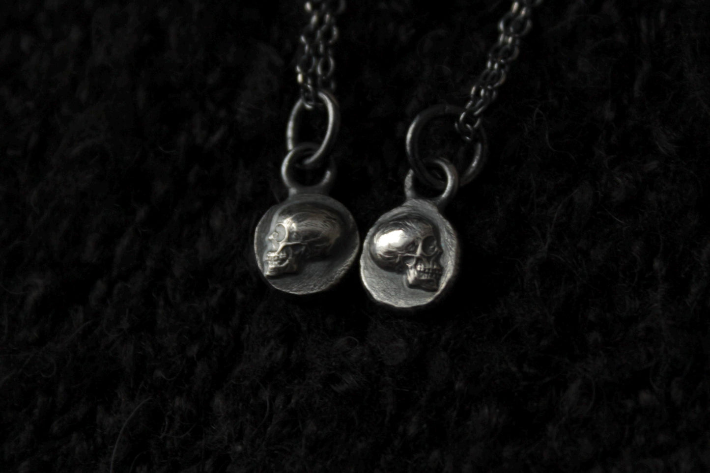 Tiny Sterling Silver ‘Til Death’ Memento Mori Skull Pendant Bundle • Relationship & Friendship Pendants