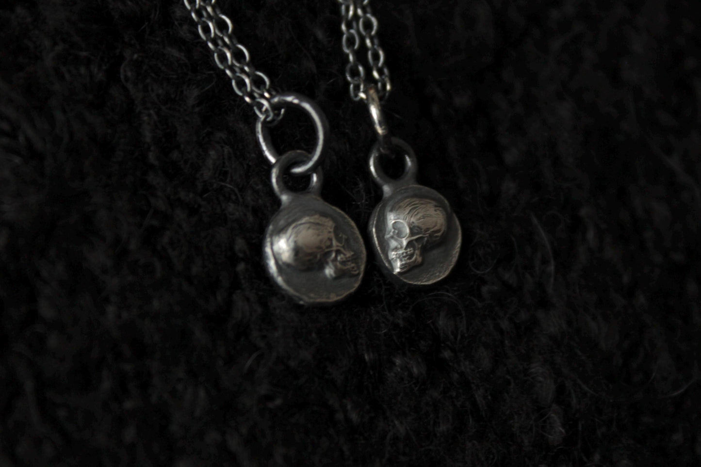 Tiny Sterling Silver ‘Til Death’ Memento Mori Skull Pendant Bundle • Relationship & Friendship Pendants