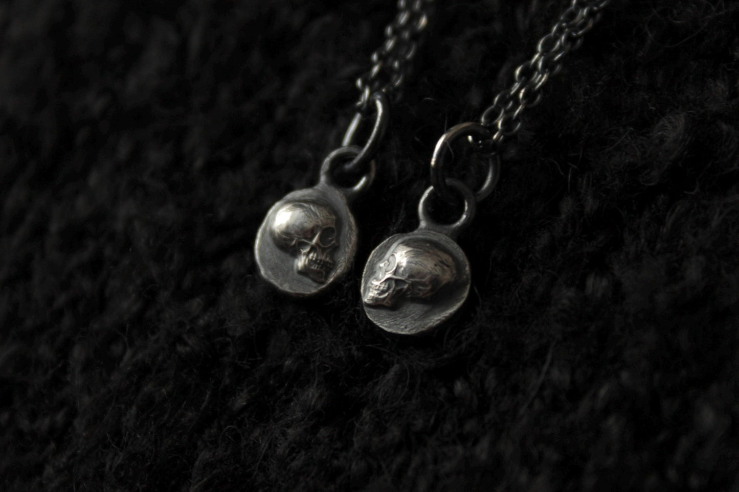 Tiny Sterling Silver ‘Til Death’ Memento Mori Skull Pendant Bundle • Relationship & Friendship Pendants