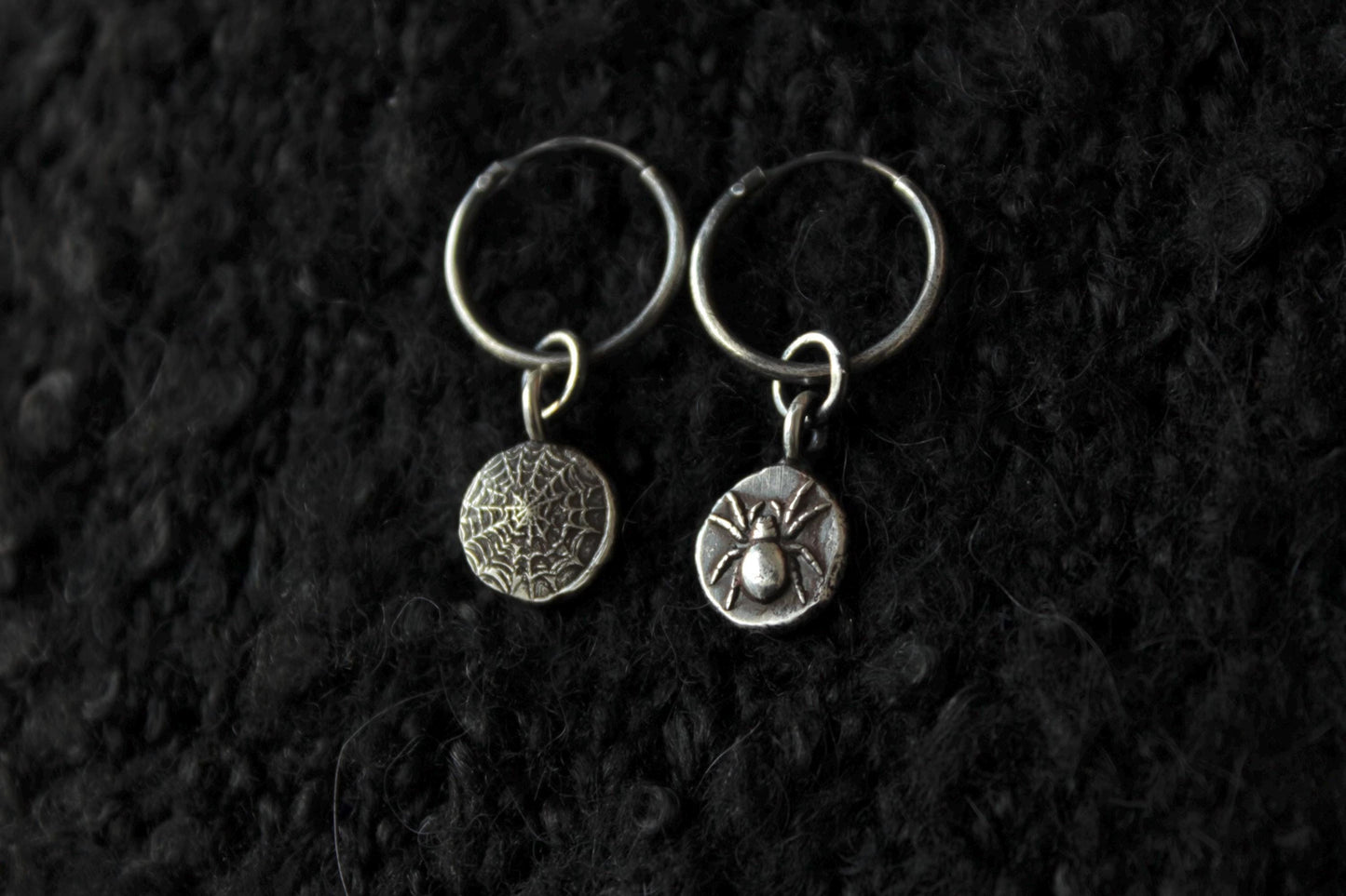 Sterling Silver Spider & Web Earrings