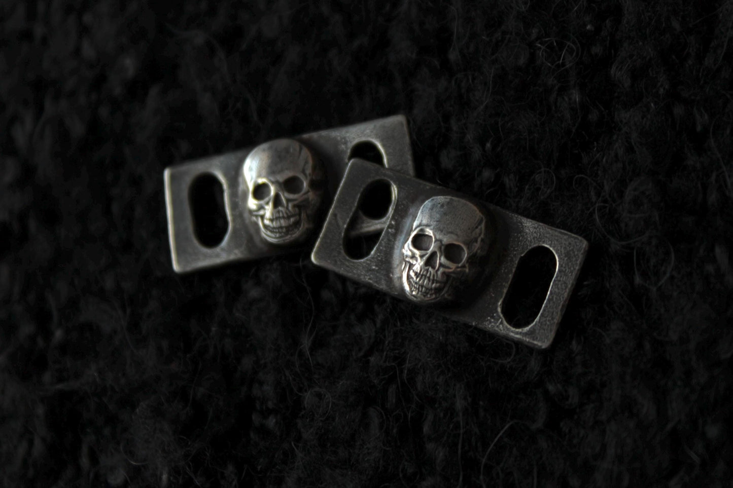 Sterling Silver Skull Shoe Lace Buckles