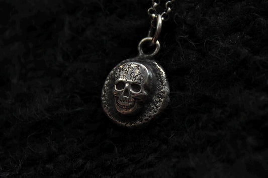 Sterling Silver Gravestone Skull Pendant