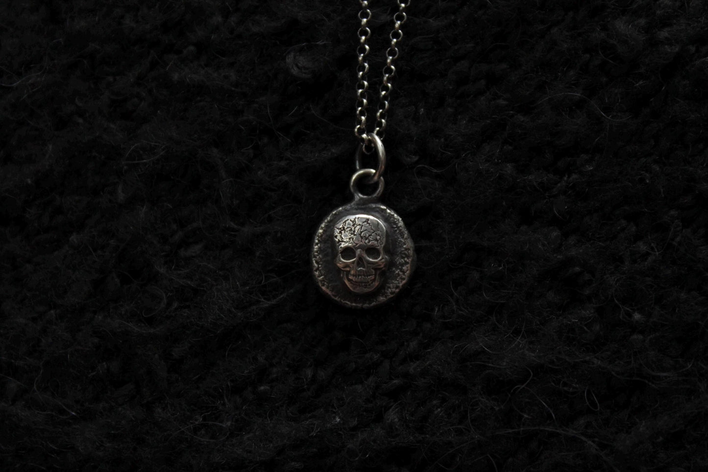 Sterling Silver Gravestone Skull Pendant