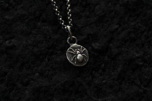Tiny Sterling Silver Spider Pendant