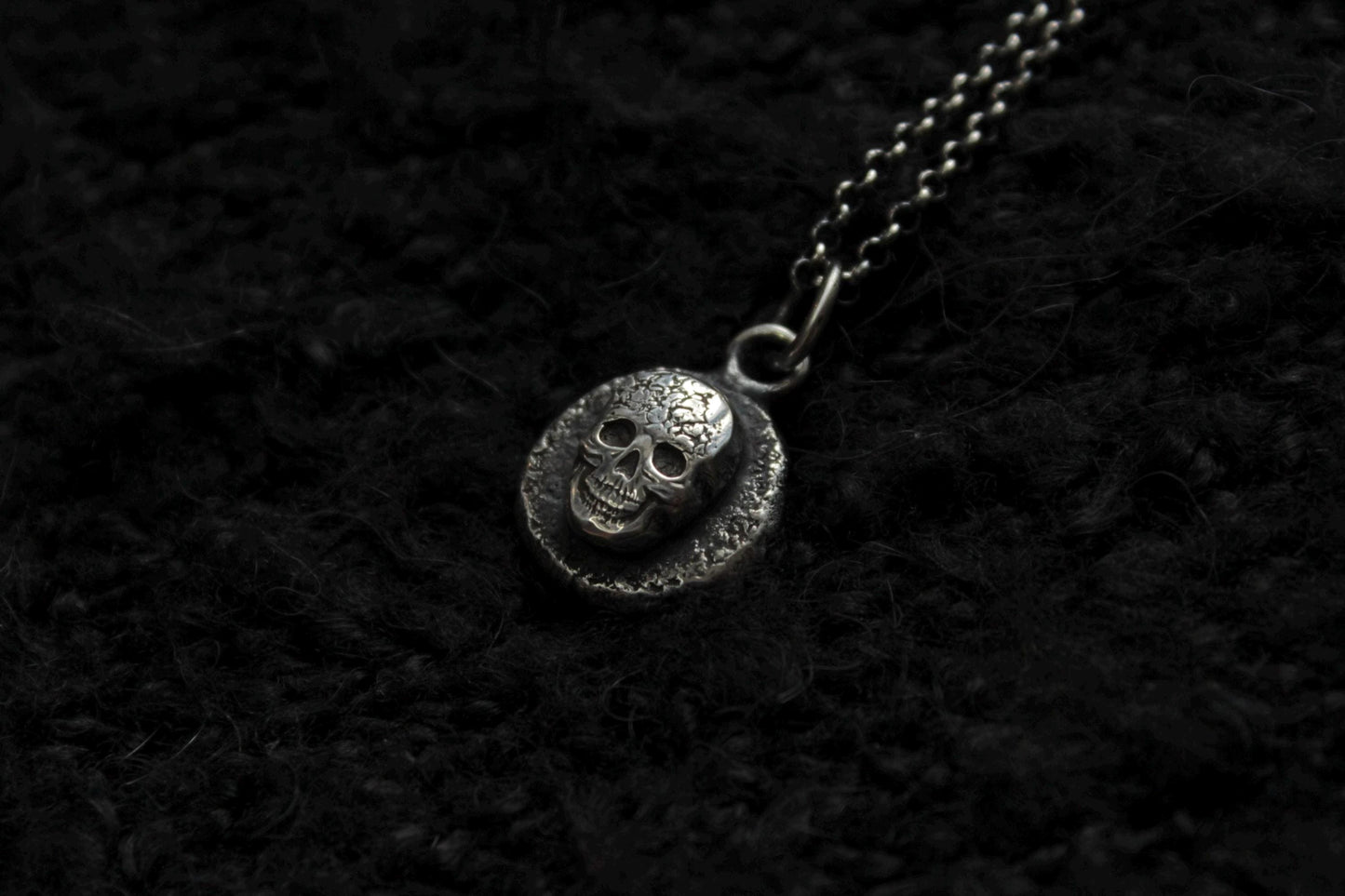 Sterling Silver Gravestone Skull Pendant