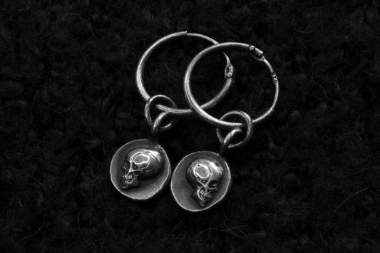 Sterling Silver Memento Mori Skull Earrings