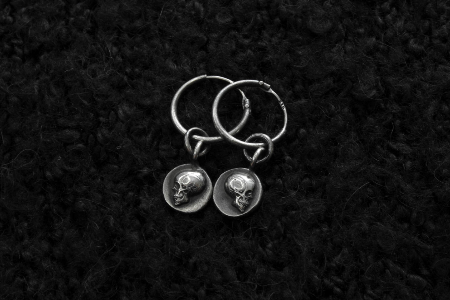 Sterling Silver Memento Mori Skull Earrings